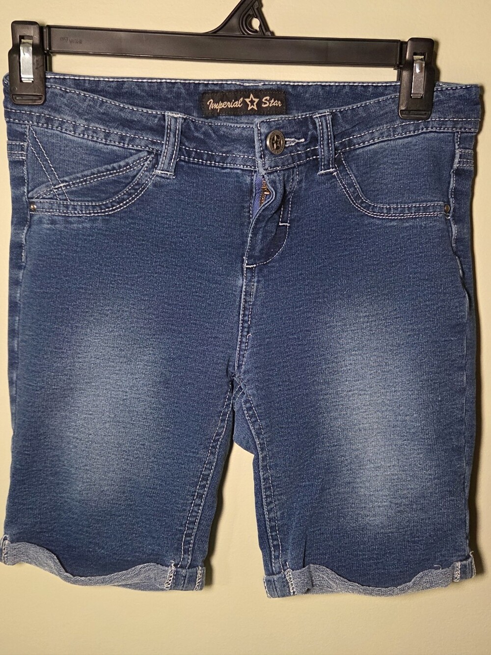 Imperial Star Girls Size 12 Stretch Denim Bermuda Shorts Blue